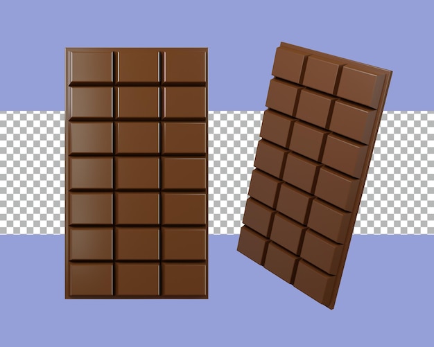 3d renderização de barra de chocolate doce 2 objeto transparente