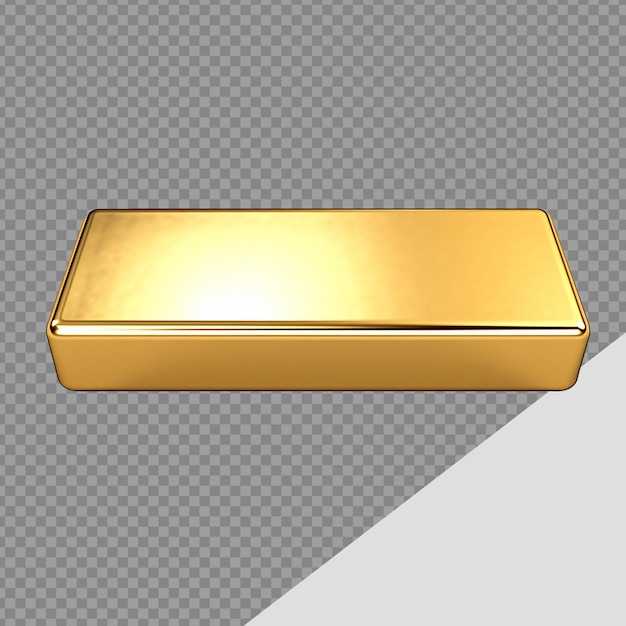 PSD 3d renderização de barra de metal de lingot dourado png isolado em fundo transparente