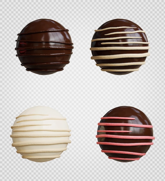 3d renderização de bola de chocolate em fundo transparente