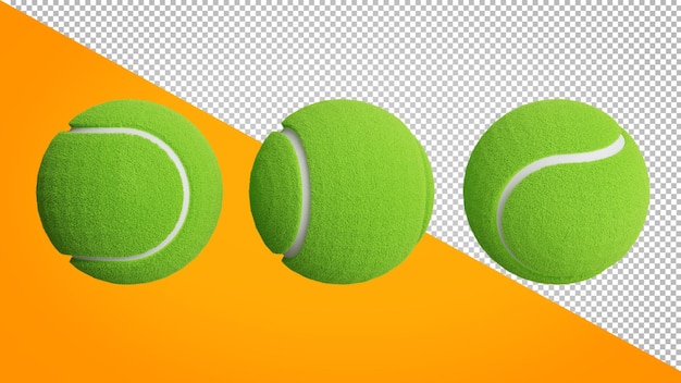 3d renderização de bola de tênis isolada na transparência com caminho de recorte