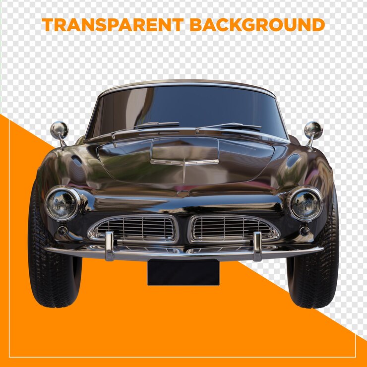 PSD 3d renderização de carro antigo retro com fundo transparente