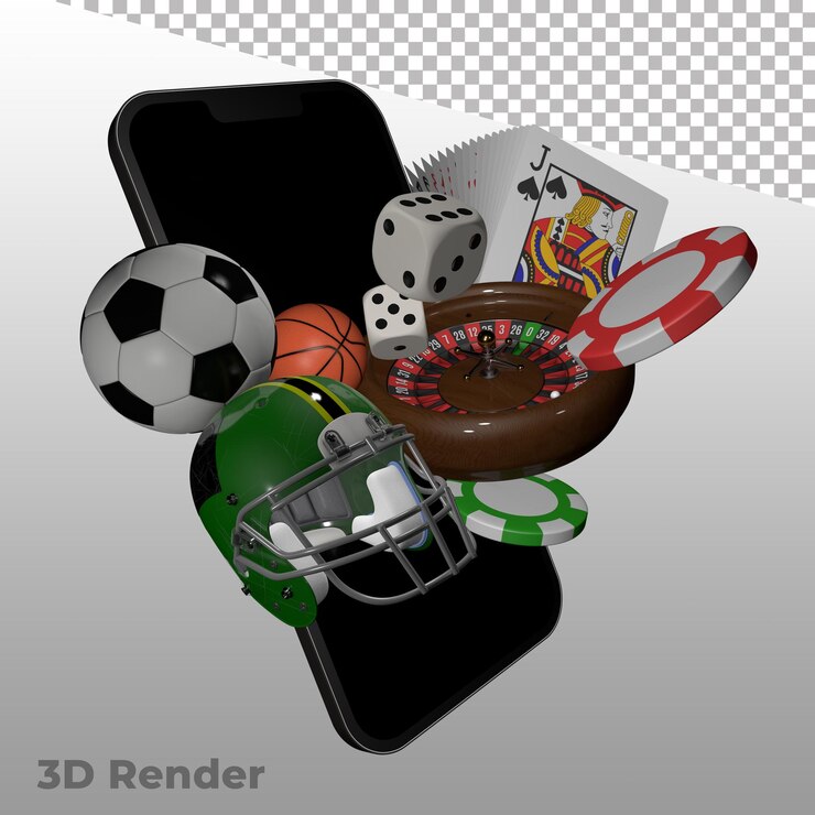 3D Renderização de cassino online móvel