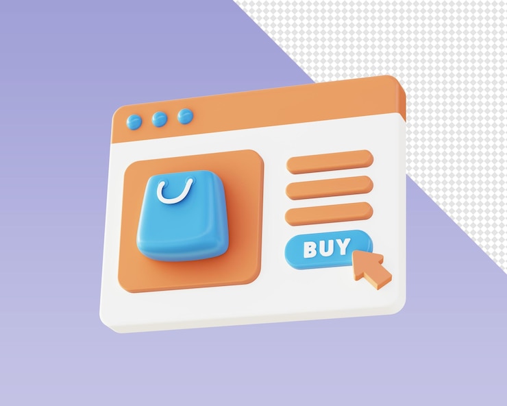 PSD 3d renderização de compras laranja e ícones de ilustração de compra para designs de anúncios de aplicativos móveis da web ui ux