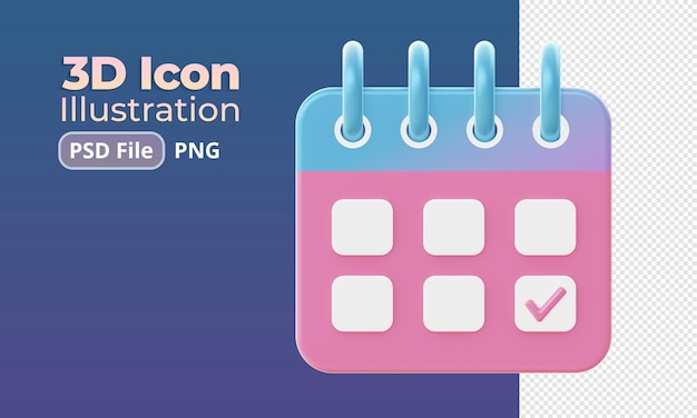 3d renderização de ícones de ilustração de calendário gradiente para designs de anúncios de mídia social de aplicativos móveis UI UX web
