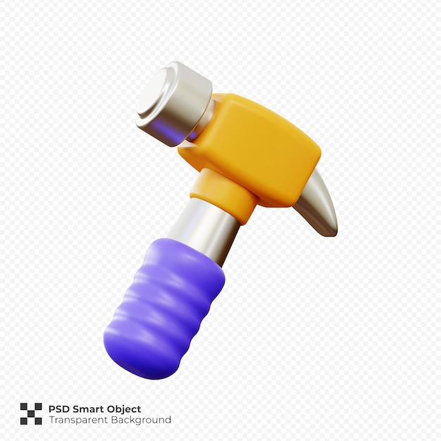 3d renderização de ilustração de ícone de martelo isolado psd premium