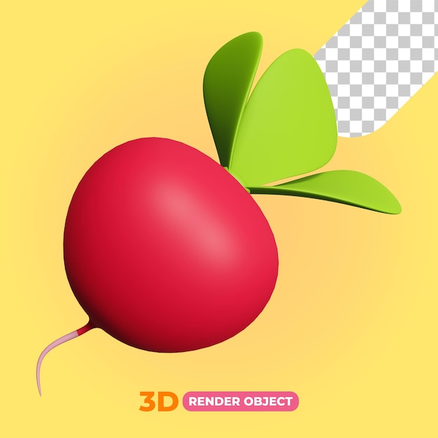 3d renderização de ilustração de rabanete vermelho