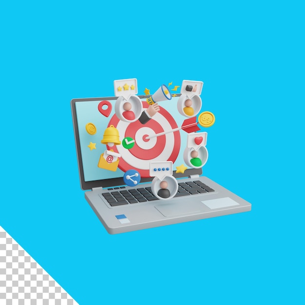 PSD 3d renderização de marketing digital isolado útil para ilustração de design de marketing e negócios