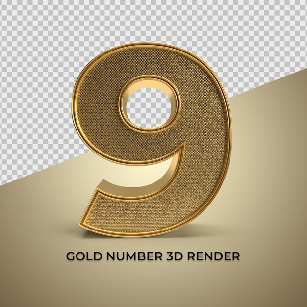 3d renderização de ouro número 9 png