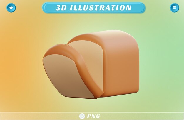 PSD 3d renderização de pão torrado