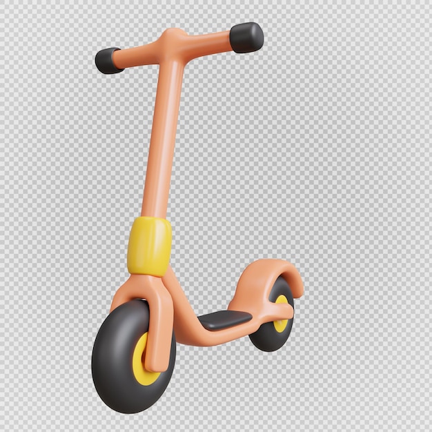 PSD 3d renderização de scooter em fundo transparente