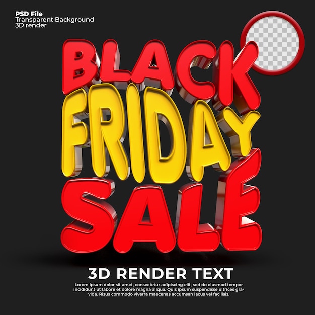 3d renderização de texto de sexta-feira negra desconto venda flash cores vermelhas e amarelas