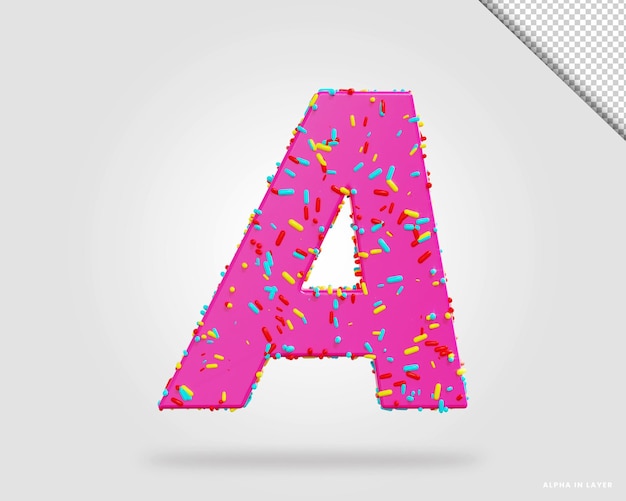 PSD 3d renderização do estilo de balão de letra a do alfabeto dourado