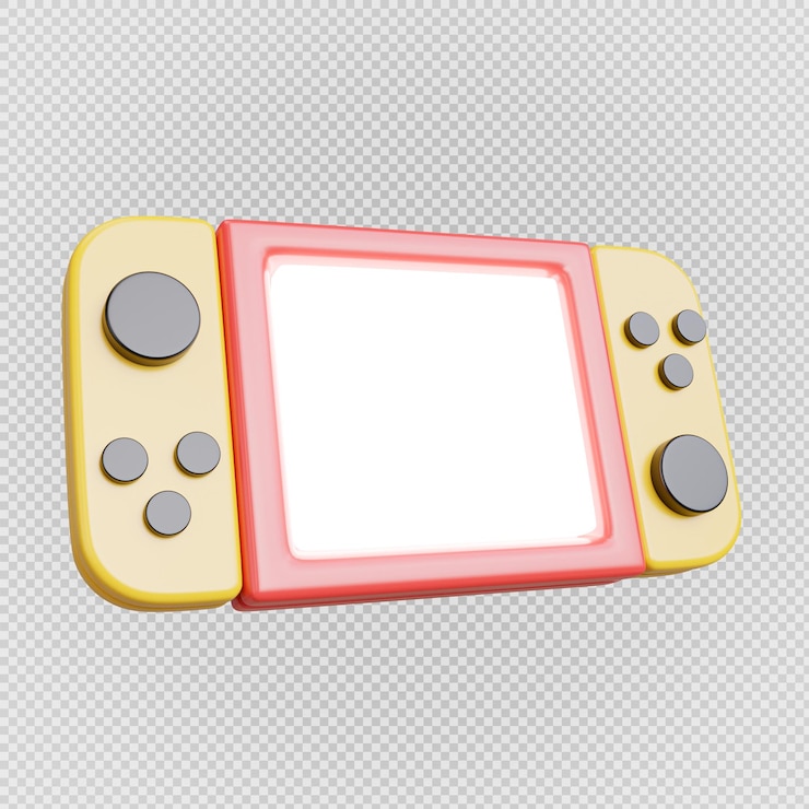 PSD 3d renderização do fundo isolado mínimo do console de jogos com traçado de recorte