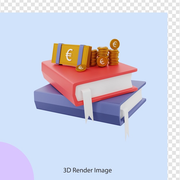 3d renderização do livro de conhecimento de dinheiro do euro