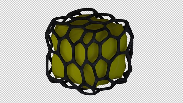 3d renderização figura amarela de abstração