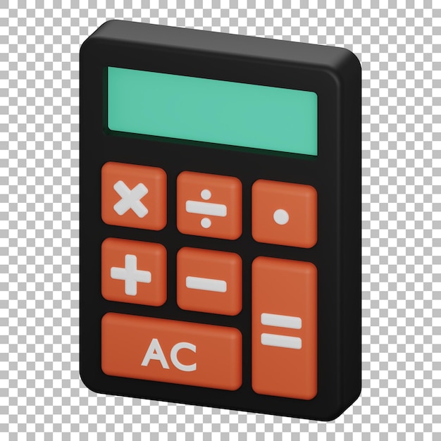 PSD 3d renderização isolada do ícone da calculadora psd
