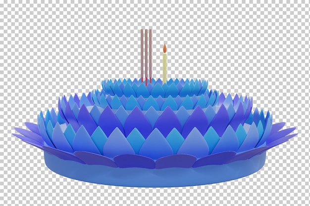 3d renderização krathong flor flutuante loy krathong festival