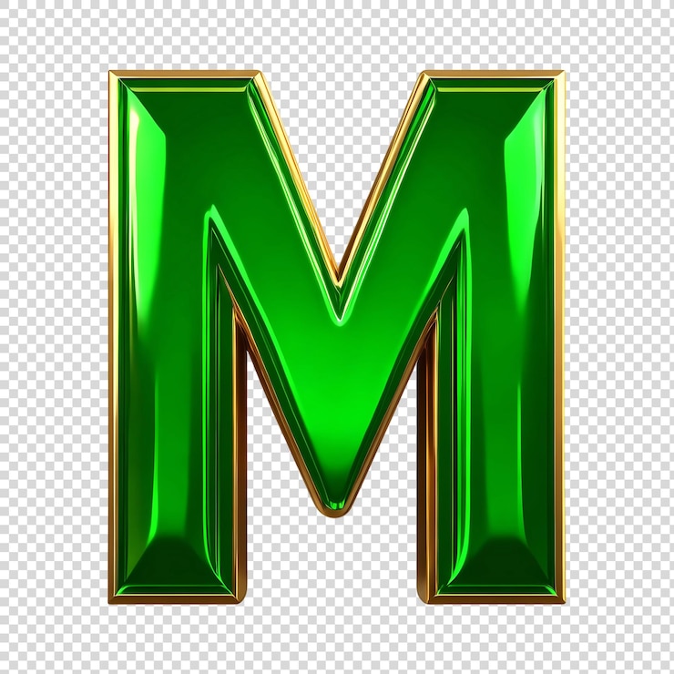 PSD 3d renderização letra m isolada em um transparente
