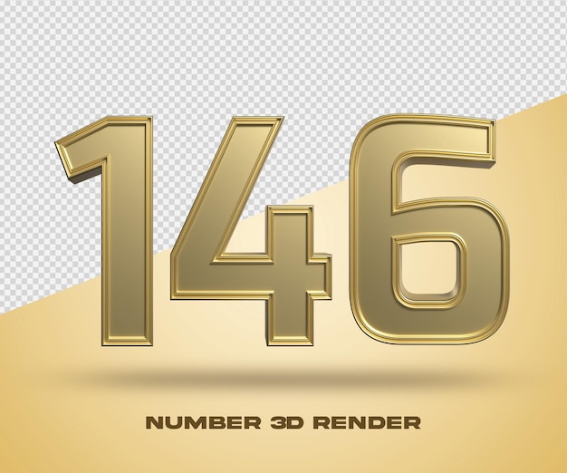 3d renderização número 146 cor de ouro