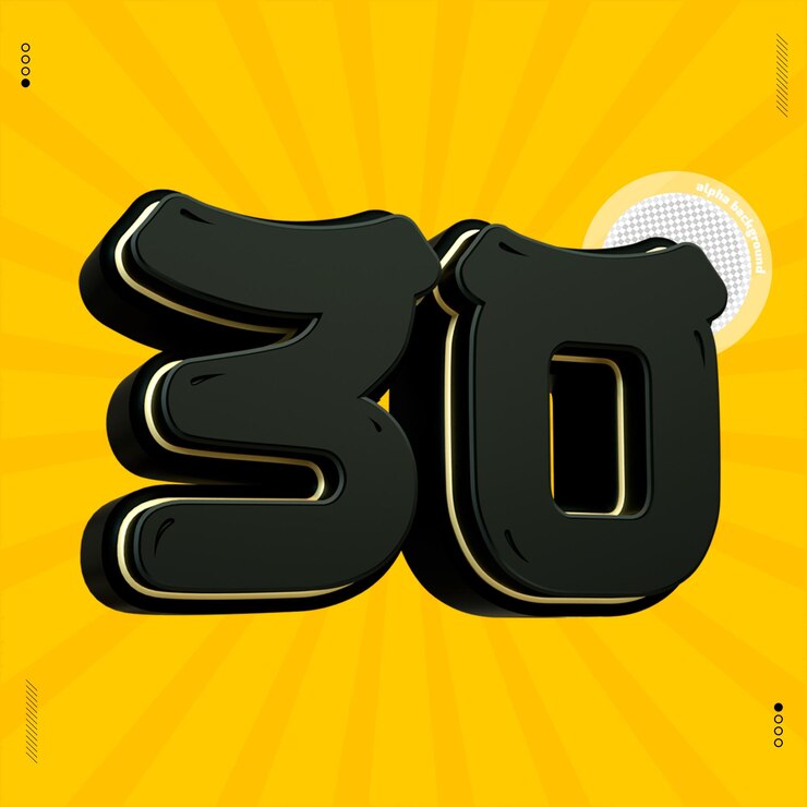 PSD 3d renderização número 30 fonte preto japonês