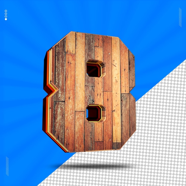 3d renderização número 8 fonte madeira
