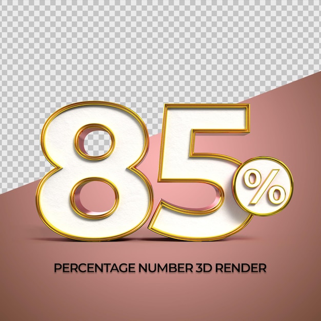 3d renderização número 85 por cento ouro vermelho cores