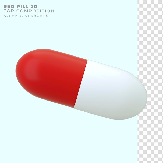 PSD 3d renderização pílula vermelha