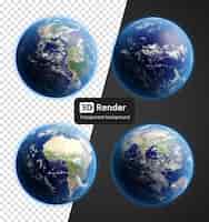 PSD 3d renderização planeta terra mapa do mundo globo