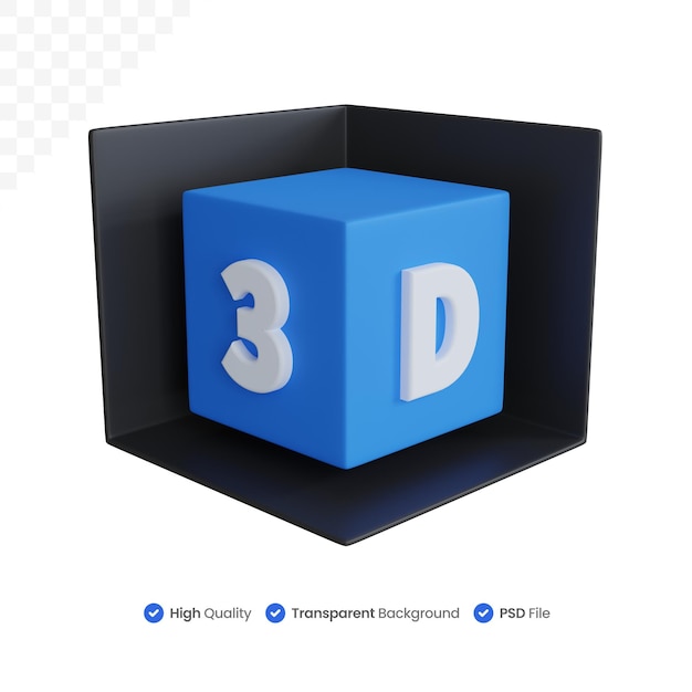 PSD 3d renderizado azul caja 3d aislado