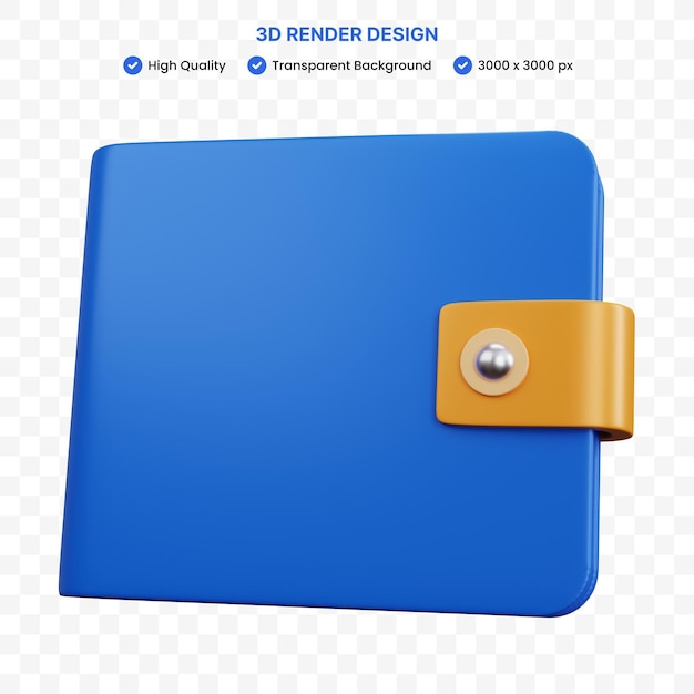 3d renderizado billetera azul vacía aislada