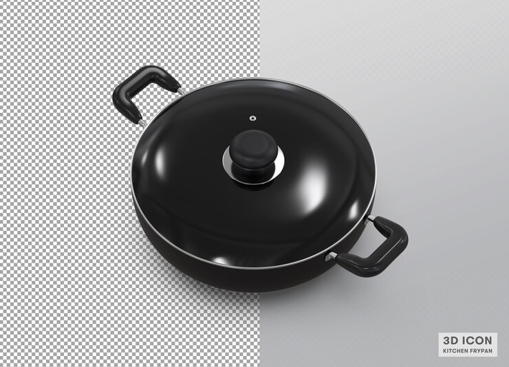 3d renderizado cocina utensilios de cocina sartén profunda karai icono cg imagen