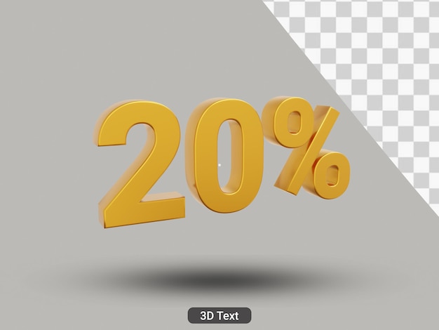 3D renderizado com 20 por cento de texto dourado