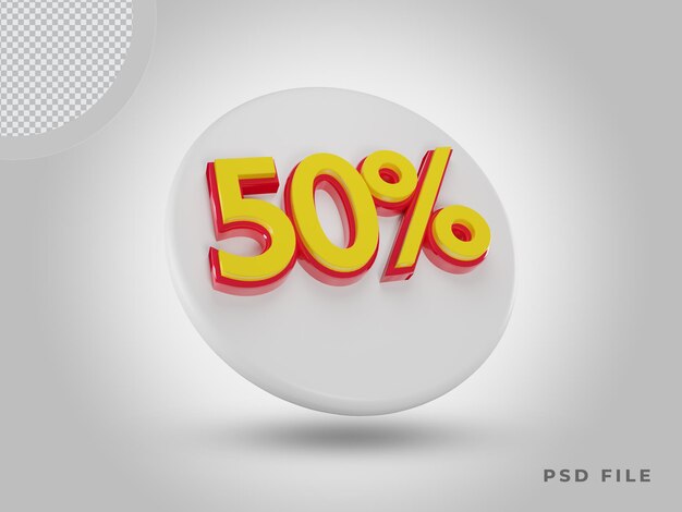 3d renderizado com 50 por cento de cores do ícone com psd premium