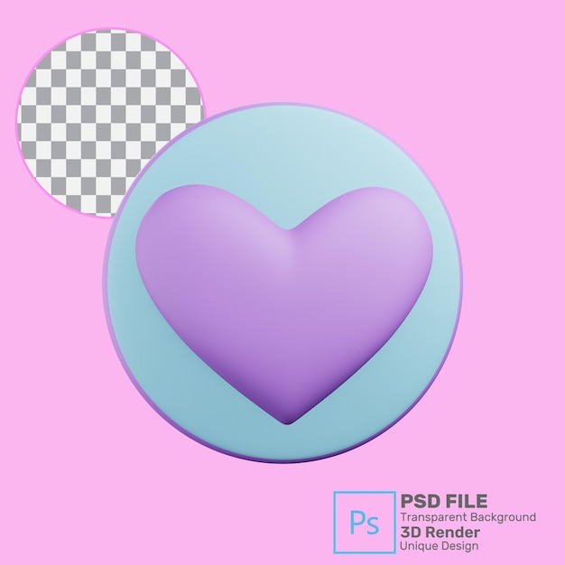 3d renderizado corazón icono premium psd