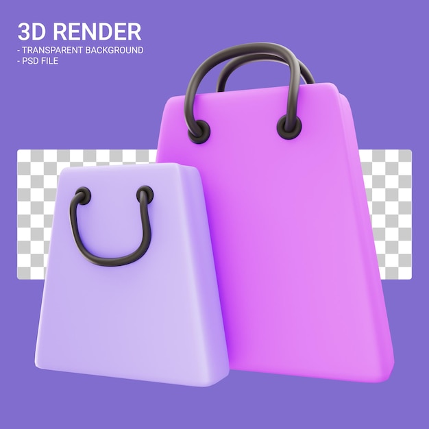 PSD 3d renderizado dos bolsa de compras