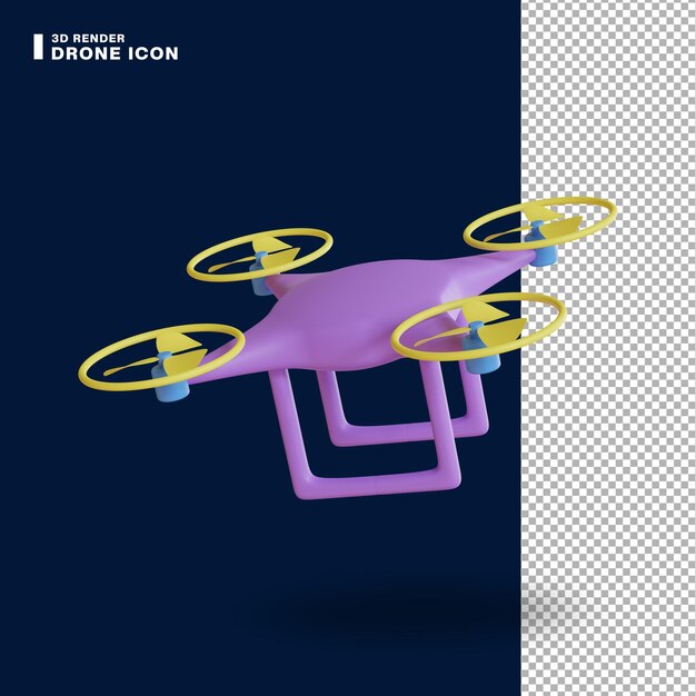 PSD 3d renderizado drone icono de helicóptero cuádruple