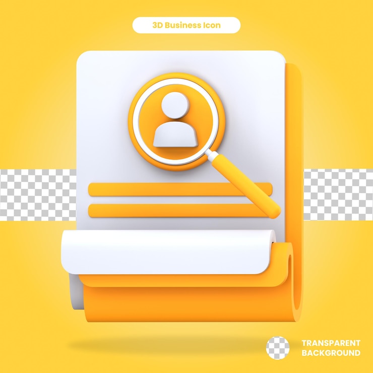 PSD 3d renderizado em busca de emprego isolado no fundo transparente