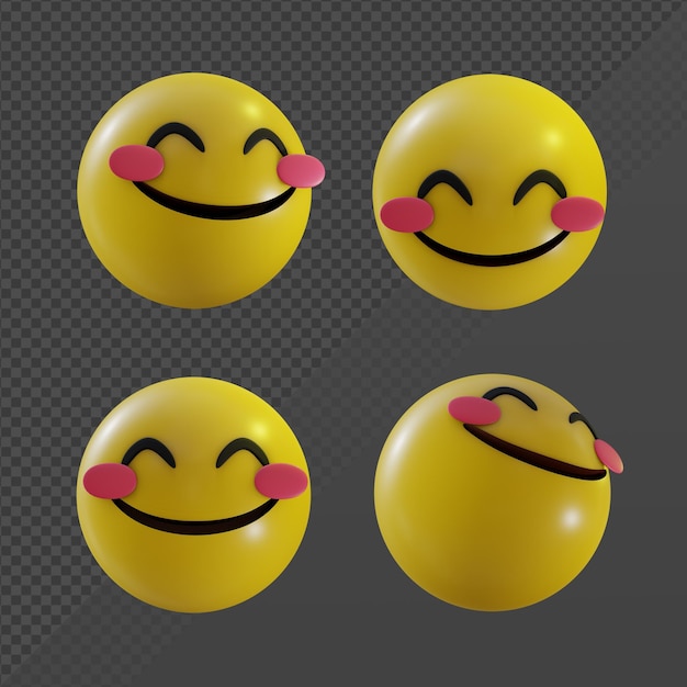 PSD 3d renderizado emoji cara sonriente con ojos sonrientes vista en perspectiva