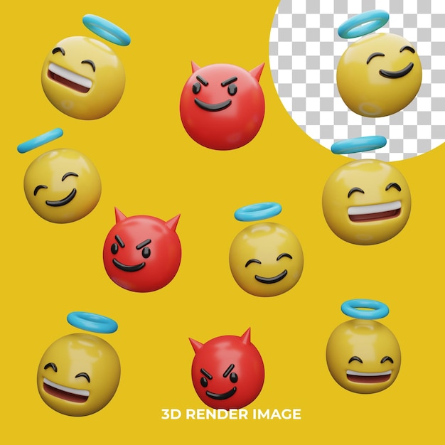 PSD 3d renderizado emoji expresiones aisladas