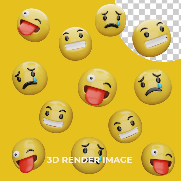 3D renderizado emoji expresiones aisladas