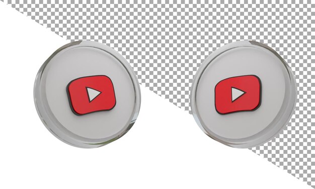 3d renderizado icono de vidrio logo youtube niños isométrico