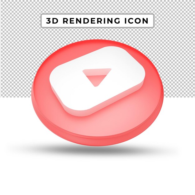 3d renderizado icono de youtube de redes sociales