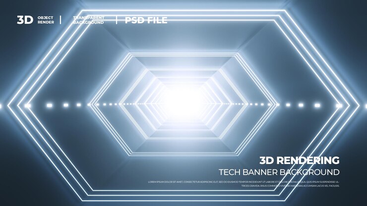 PSD 3d renderizado líneas tecnológicas túnel luz extendida hd psd fondo en capas
