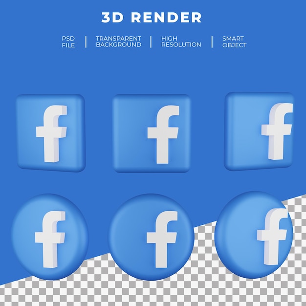 PSD 3d renderizado logo de facebook aislado