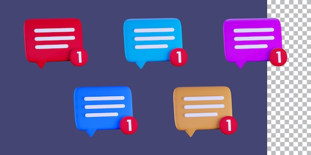3d renderizado nueva colección de notificaciones de mensajes