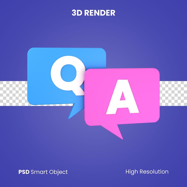 PSD 3d renderizado de preguntas y respuestas aislado