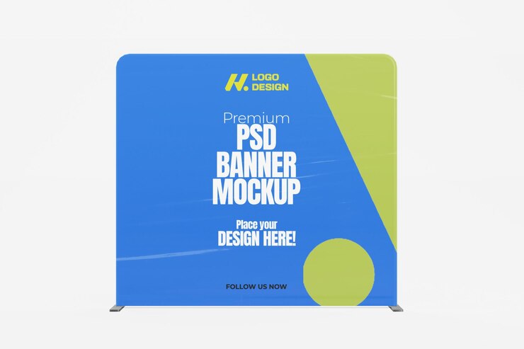 3d renderizado Premium PSD Banner Mockup para su presentación de diseño