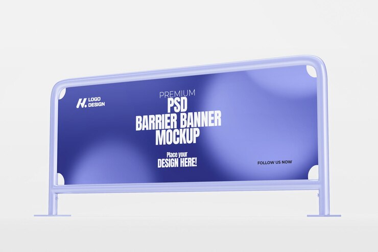 3d renderizado PSD Mockup de la bandera de la barrera