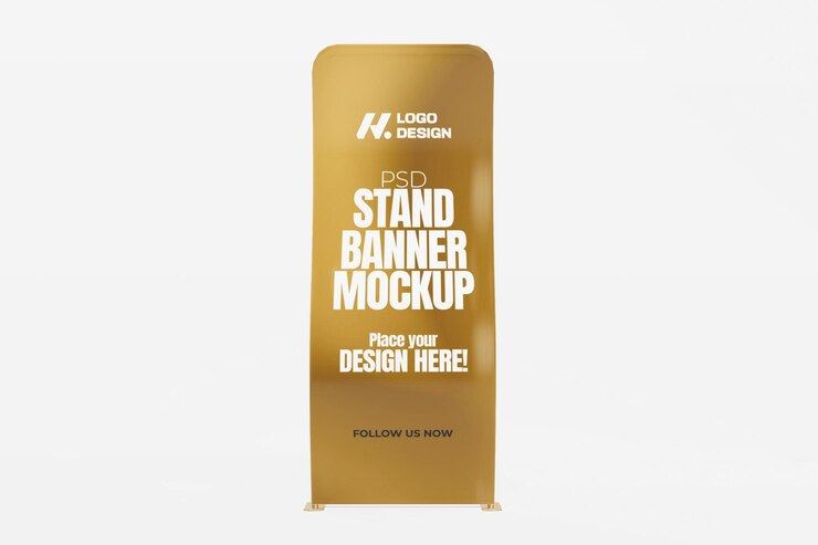 3d renderizado PSD Stand Banner Mockup para el logotipo y la visualización publicitaria