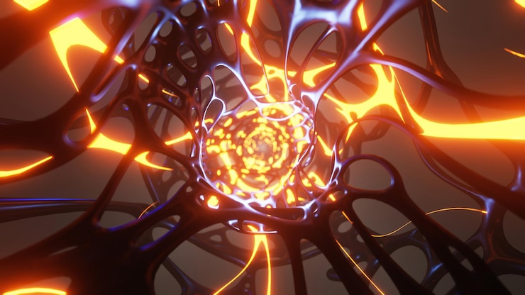 PSD 3d renderizado scifi iluminado cósmico aranha web design abstrato
